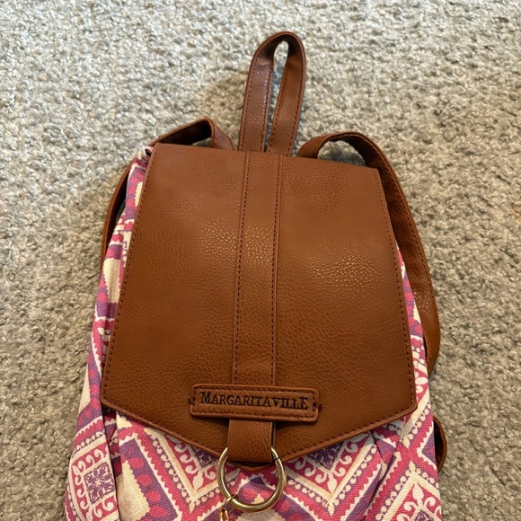 Margaritaville Brown and Pink Backpack Aztec Print Book Bag Boho - Picture 4 of 6